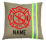 Firefighter Personalized TAN Maltese Cross Throw Decor Pillow