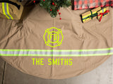 Firefighter Personalized TAN Christmas Holiday Tree Skirt