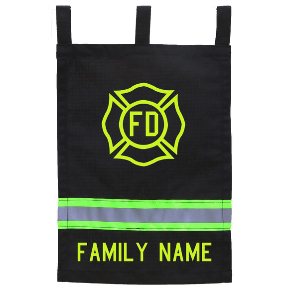 Firefighter Personalized BLACK Yard Flag - Maltese Cross and Name